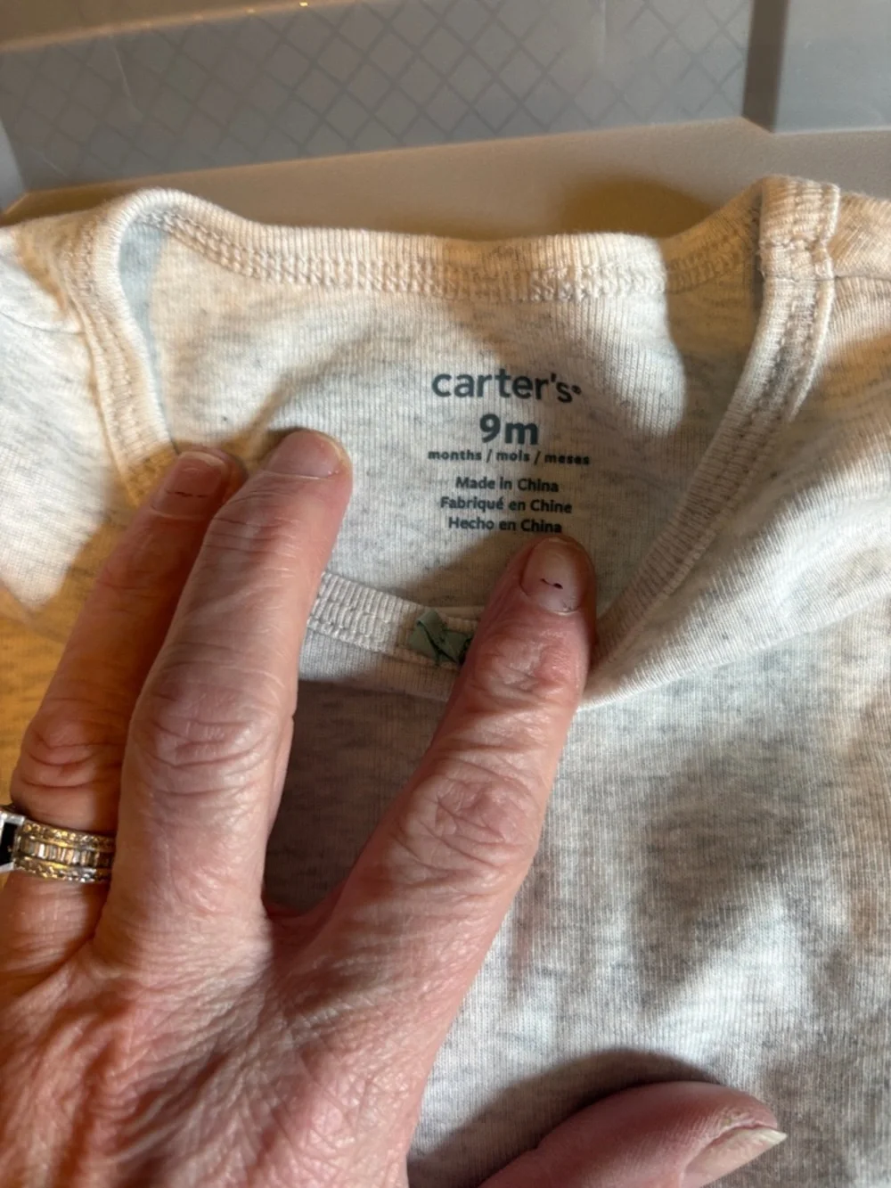 Carter's Cream Heathered Long Sleeve Bodysuit - Picture 2 of 8